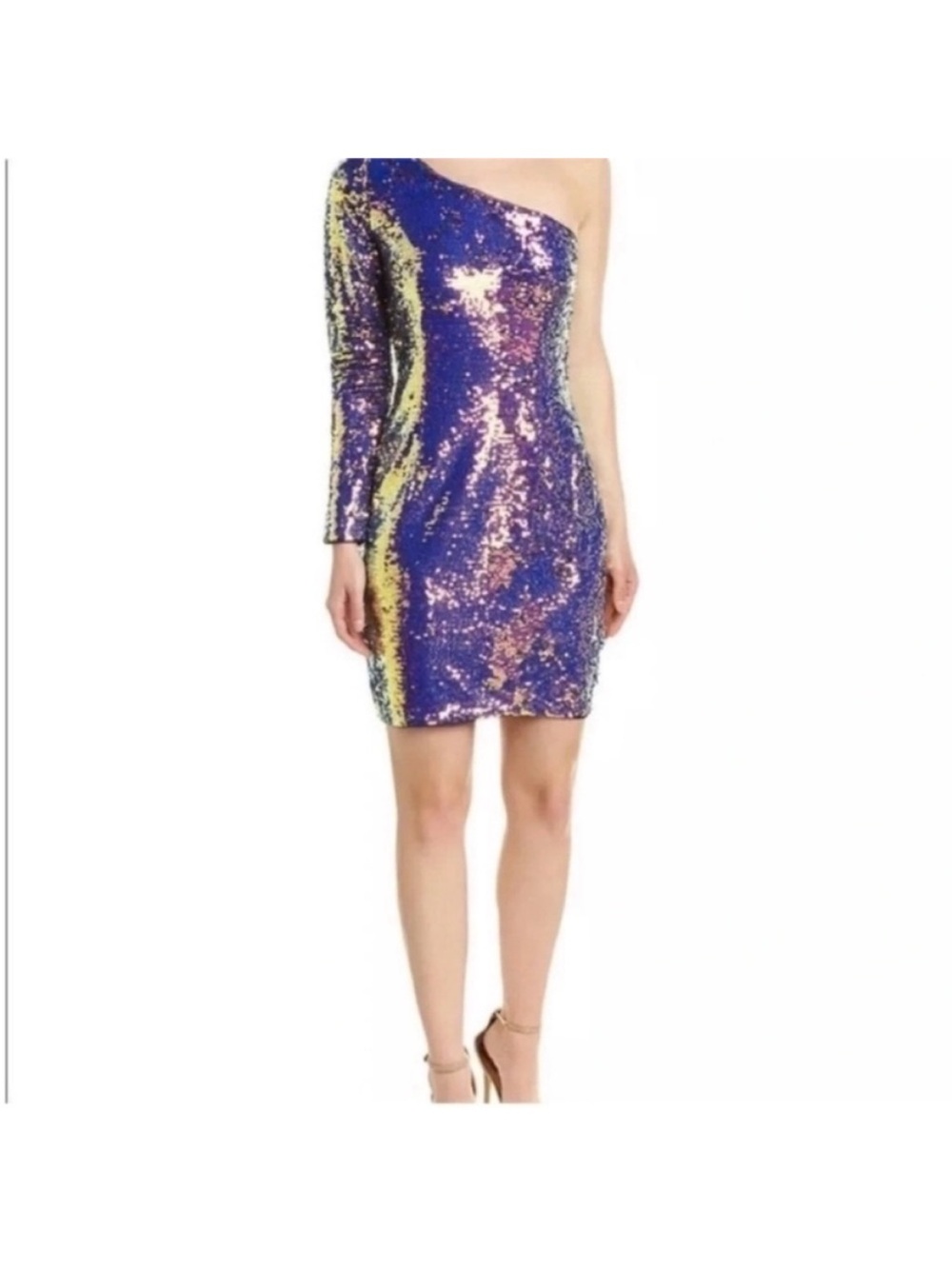 Aidan Mattox Iridescent Sequin One Shoulder Mini Cocktail Dress NWT - Picture 10 of 10